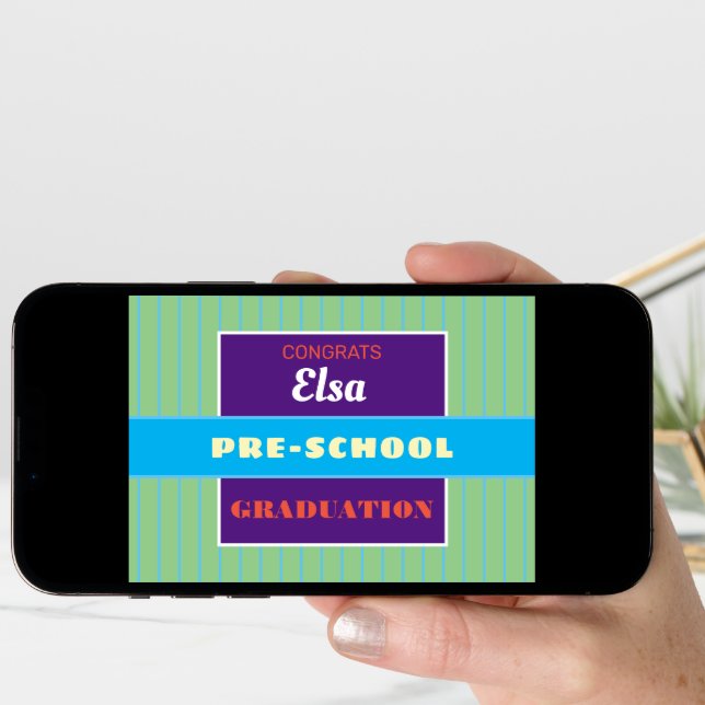 Colorful Custom Pre-School graduation card! Card (Front Digital)