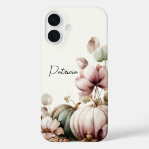 colorful Custom Pumpkin and Flowers Design iPhone 16 Case