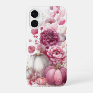 colorful Custom Pumpkin and Flowers Design iPhone 16 Case