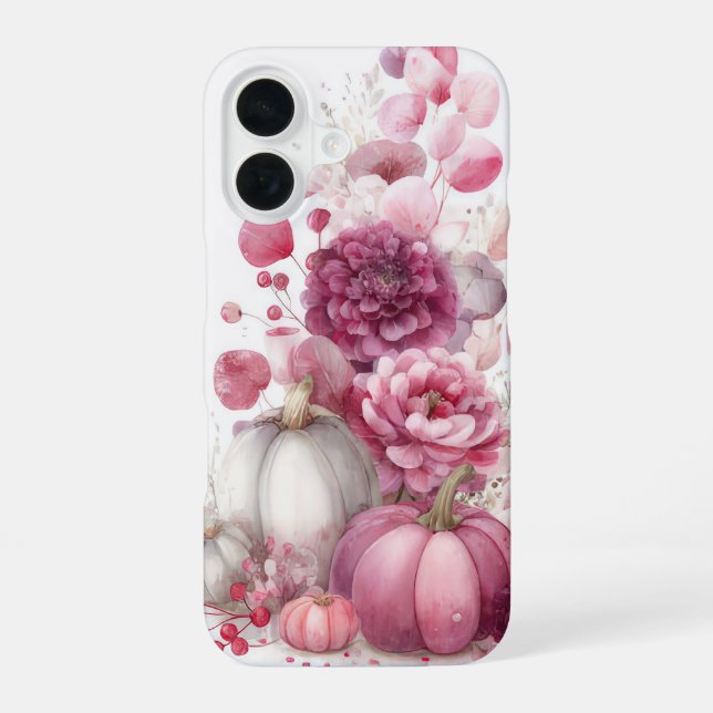 colorful Custom Pumpkin and Flowers Design iPhone Case (Back)