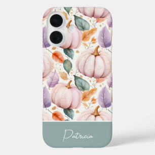 colorful Custom Pumpkin and Leaves pattern iPhone 16 Case