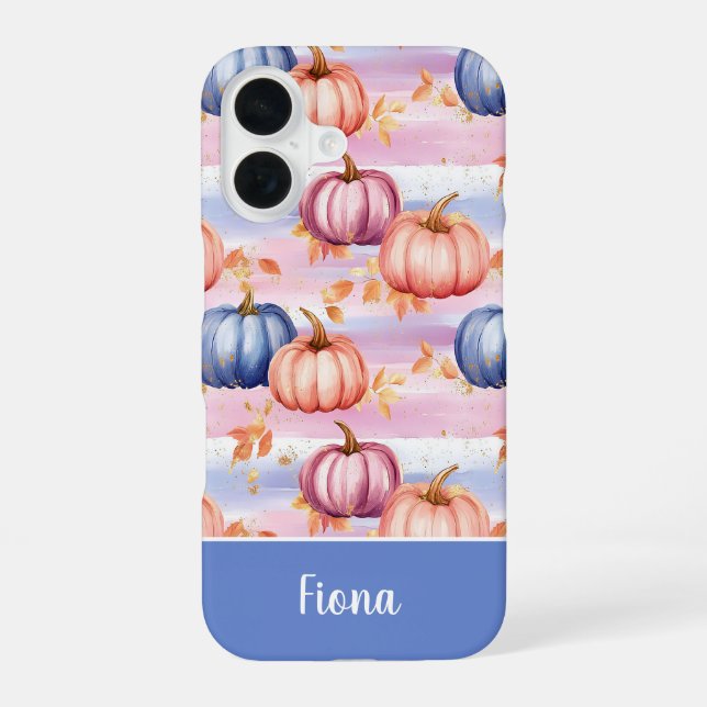 colorful Custom Pumpkin and Leaves pattern  Iphone Case (Back)