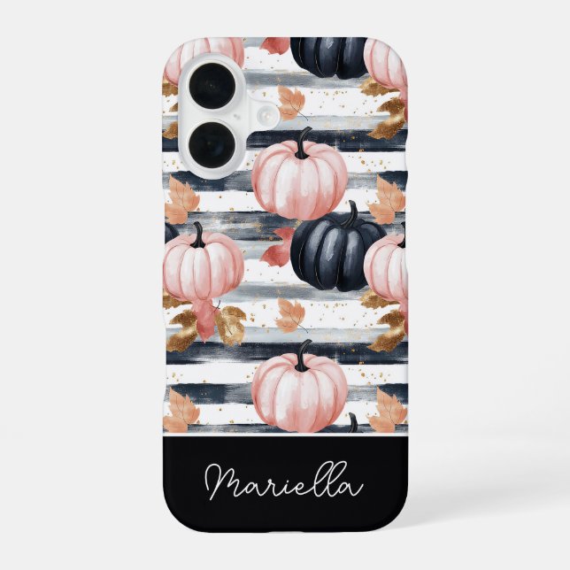 colorful Custom Pumpkin and Leaves pattern  Iphone Case (Back)