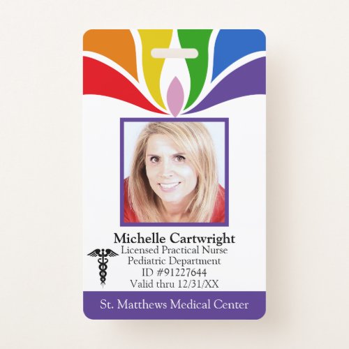 Colorful Custom Rainbow Hospital Employee Medical Badge