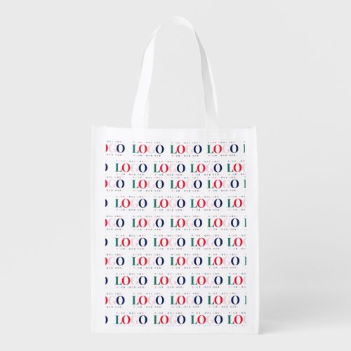 Colorful Custom Rectangle Business Logo Repeating  Grocery Bag