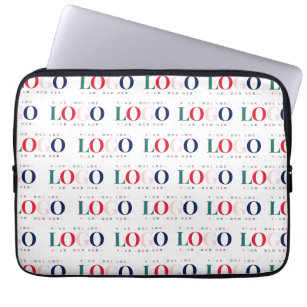 Colorful Custom Rectangle Business Logo Repeating  Laptop Sleeve