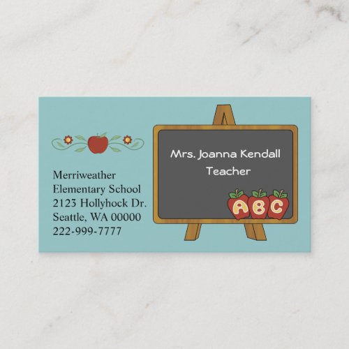Colorful Custom Teacher's Business Card