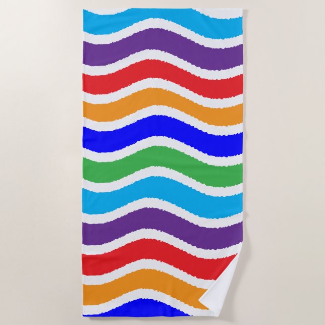 Colorful Custom Torn Paper Effect Beach Towel (Front)