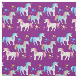 Colorful Custom Unicorn Print Fabric Material