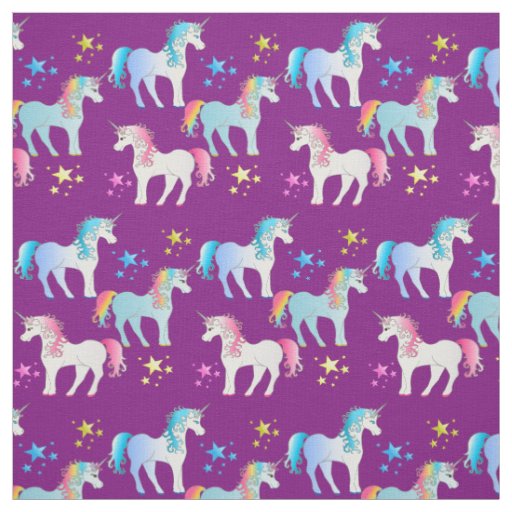 Colorful Custom Unicorn Print Fabric Material