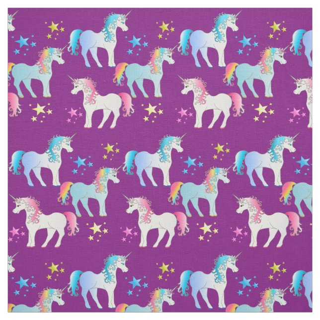 Colorful Custom Unicorn Print Fabric Material (Swatch)