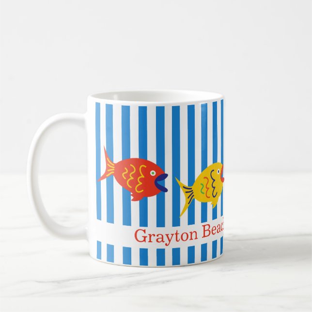 Colorful Custom Whimsical Fish Mug (Left)