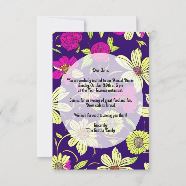 Colorful customizable floral Invitation Card (Front)