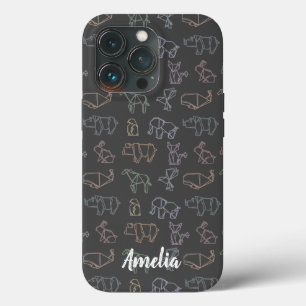 Colorful Customizable Geometry Origami Animals iPhone 13 Pro Case