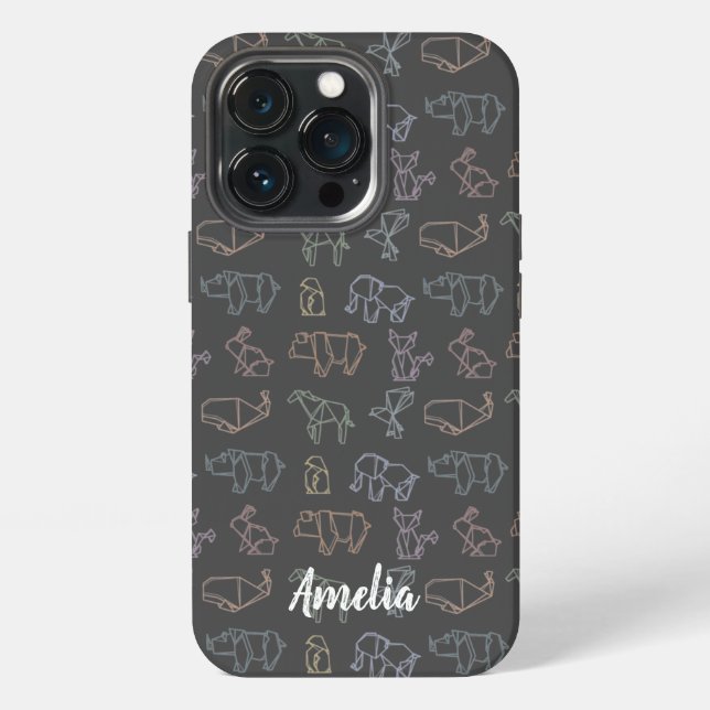 Colorful Customizable Geometry Origami Animals Iphone Case (Back)