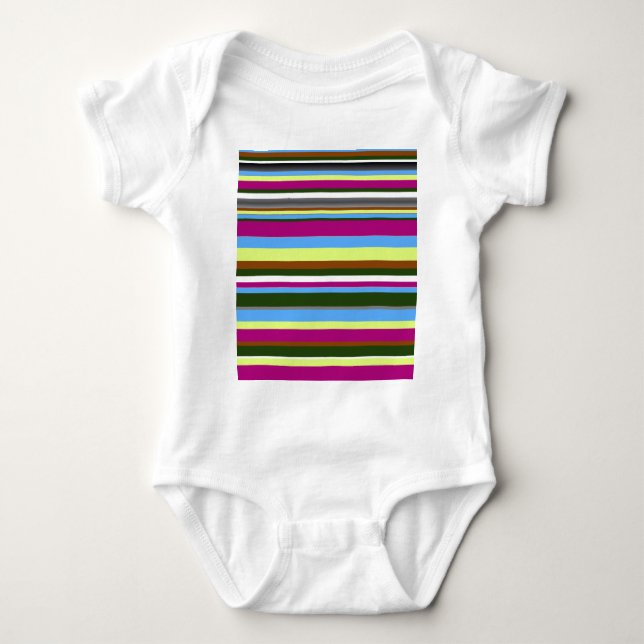 Colorful Customized Designer Stripe Baby Bodysuit (Front)