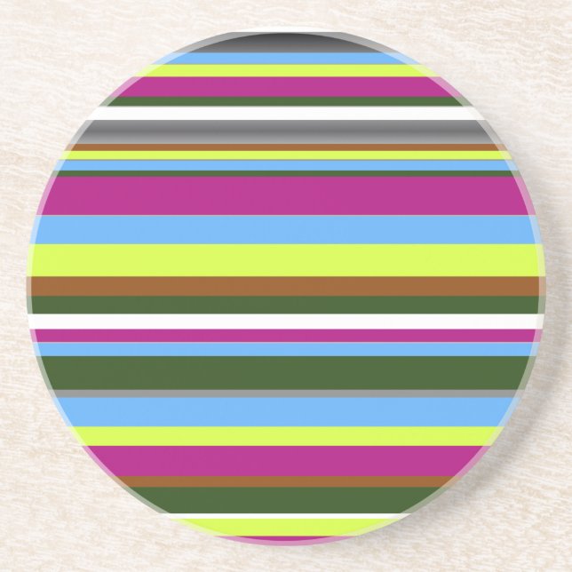 Colorful Customized Designer Stripe Drink Coaster (Front)
