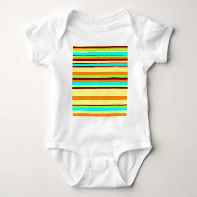 Colorful Customized Designer Stripe Pattern Baby Bodysuit (Front)