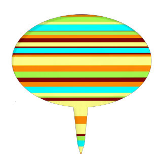 Colorful Customized Designer Stripe Pattern Cake Topper