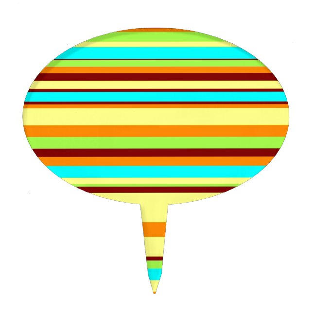 Colorful Customized Designer Stripe Pattern Cake Topper (Front)