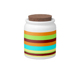 Colorful Customized Designer Stripe Pattern Candy Jar