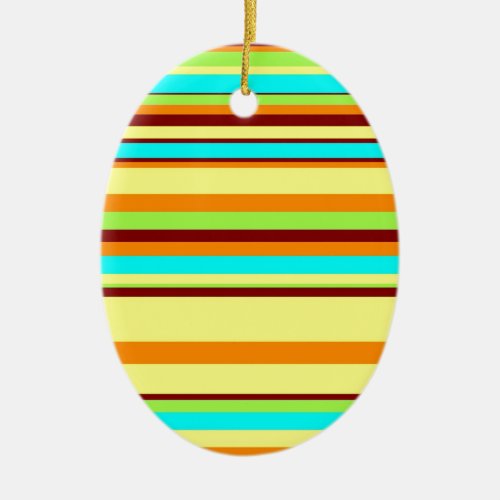 Colorful Customized Designer Stripe Pattern Ceramic Ornament