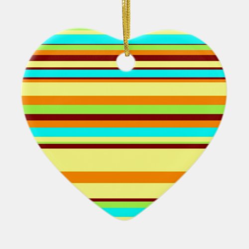 Colorful Customized Designer Stripe Pattern Ceramic Ornament