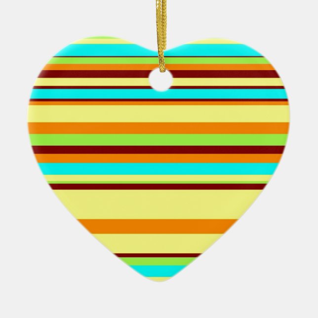 Colorful Customized Designer Stripe Pattern Ceramic Ornament (Front)