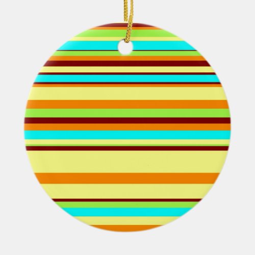 Colorful Customized Designer Stripe Pattern Ceramic Ornament