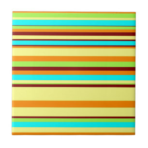 Colorful Customized Designer Stripe Pattern Ceramic Tile