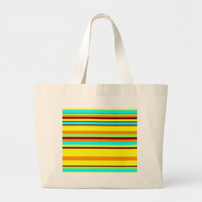 Colorful Customized Designer Stripe Pattern Large Tote Bag (Front)