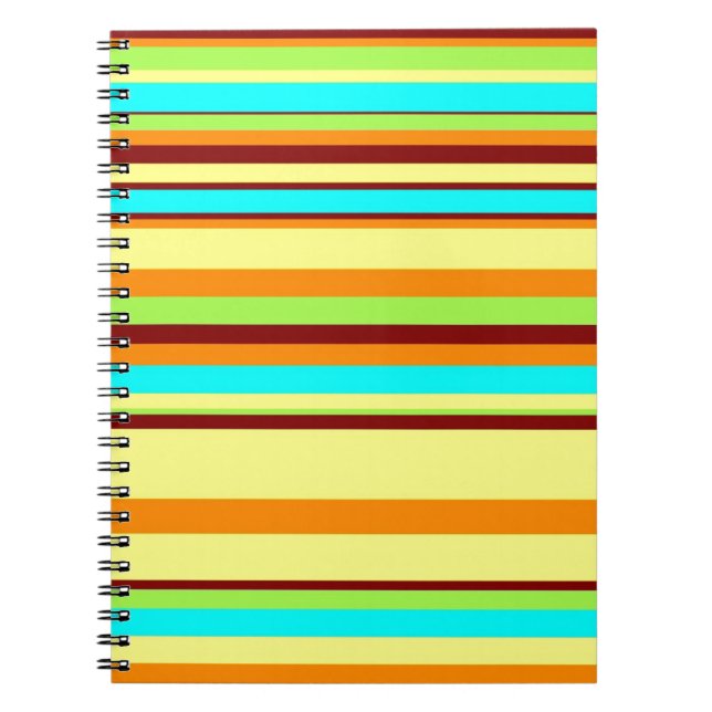 Colorful Customized Designer Stripe Pattern Notebook (Front)