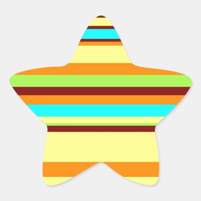Colorful Customized Designer Stripe Pattern Star Sticker (Front)