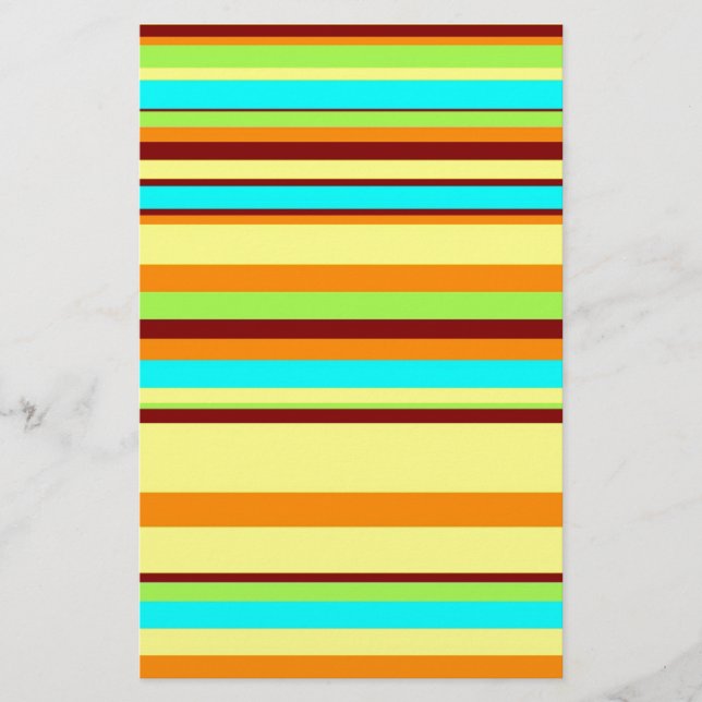 Colorful Customized Designer Stripe Pattern Stationery (Front)