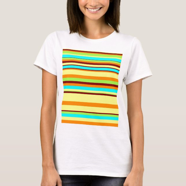Colorful Customized Designer Stripe Pattern T-Shirt (Front)