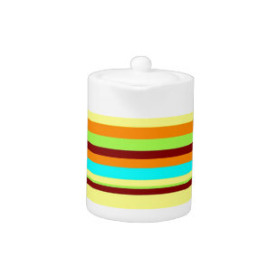Colorful Customized Designer Stripe Pattern Teapot