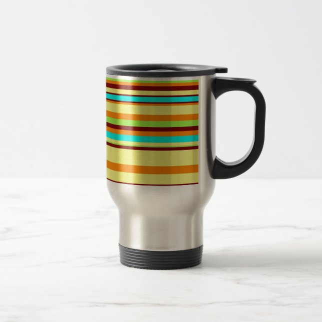 Colorful Customized Designer Stripe Pattern Travel Mug (Right)
