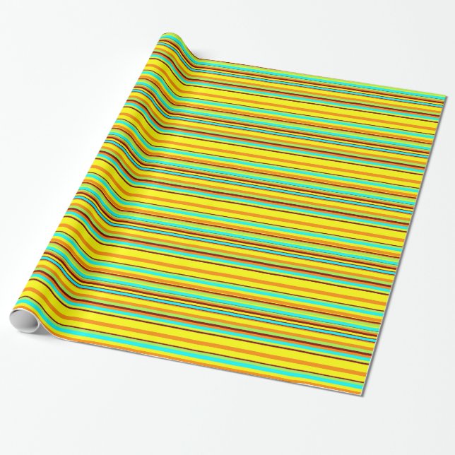 Colorful Customized Designer Stripe Pattern Wrapping Paper (Unrolled)