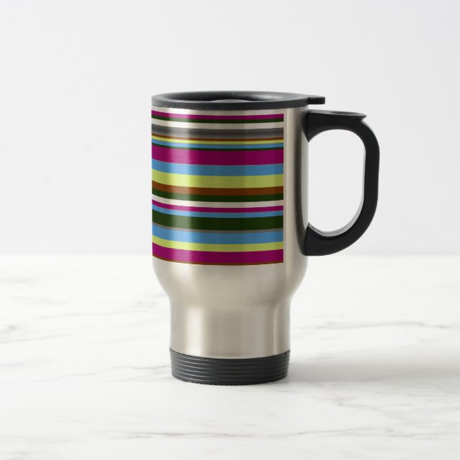 Colorful Customized Designer Stripe Travel Mug (Right)