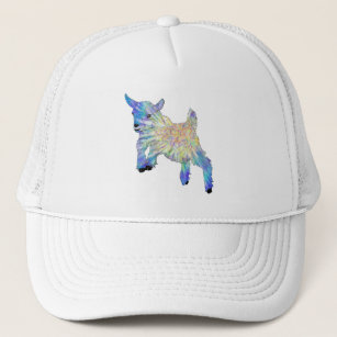 Colorful Cute Baby Goat Jumping Funky Animal Art Trucker Hat