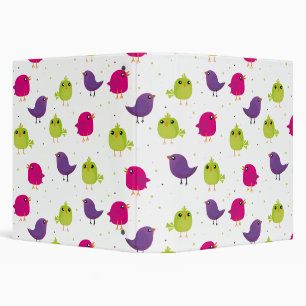 Colorful Cute Birds Pattern 3 Ring Binder