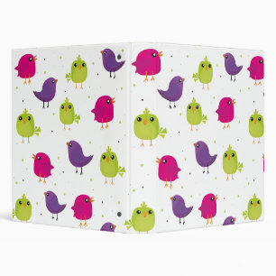 Colorful Cute Birds Pattern 3 Ring Binder