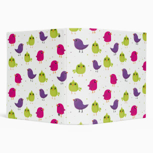 Colorful Cute Birds Pattern 3 Ring Binder
