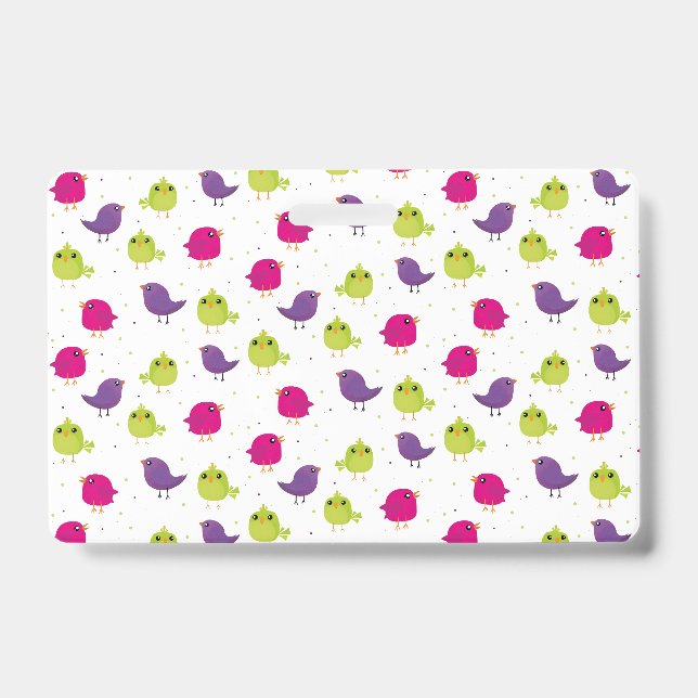 Colorful Cute Birds Pattern Badge (Front)