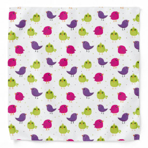 Colorful Cute Birds Pattern Bandana