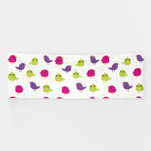 Colorful Cute Birds Pattern Banner