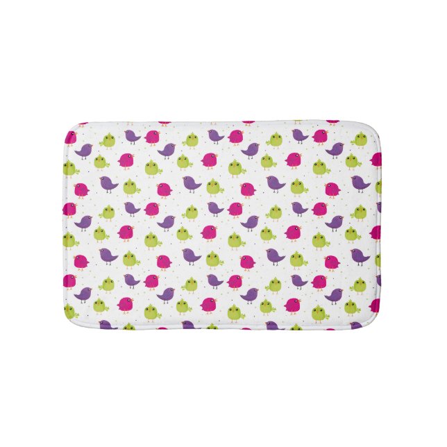 Colorful Cute Birds Pattern Bath Mat (Front)