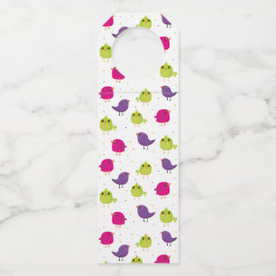 Colorful Cute Birds Pattern Bottle Hanger Tag