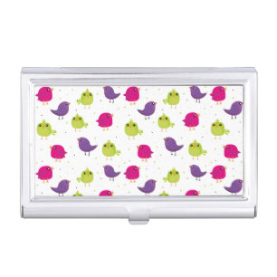 Colorful Cute Birds Pattern Business Card Case