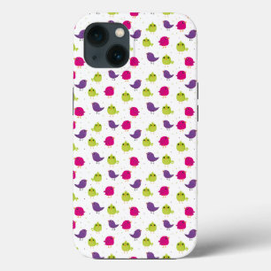 Colorful Cute Birds Pattern iPhone 13 Case